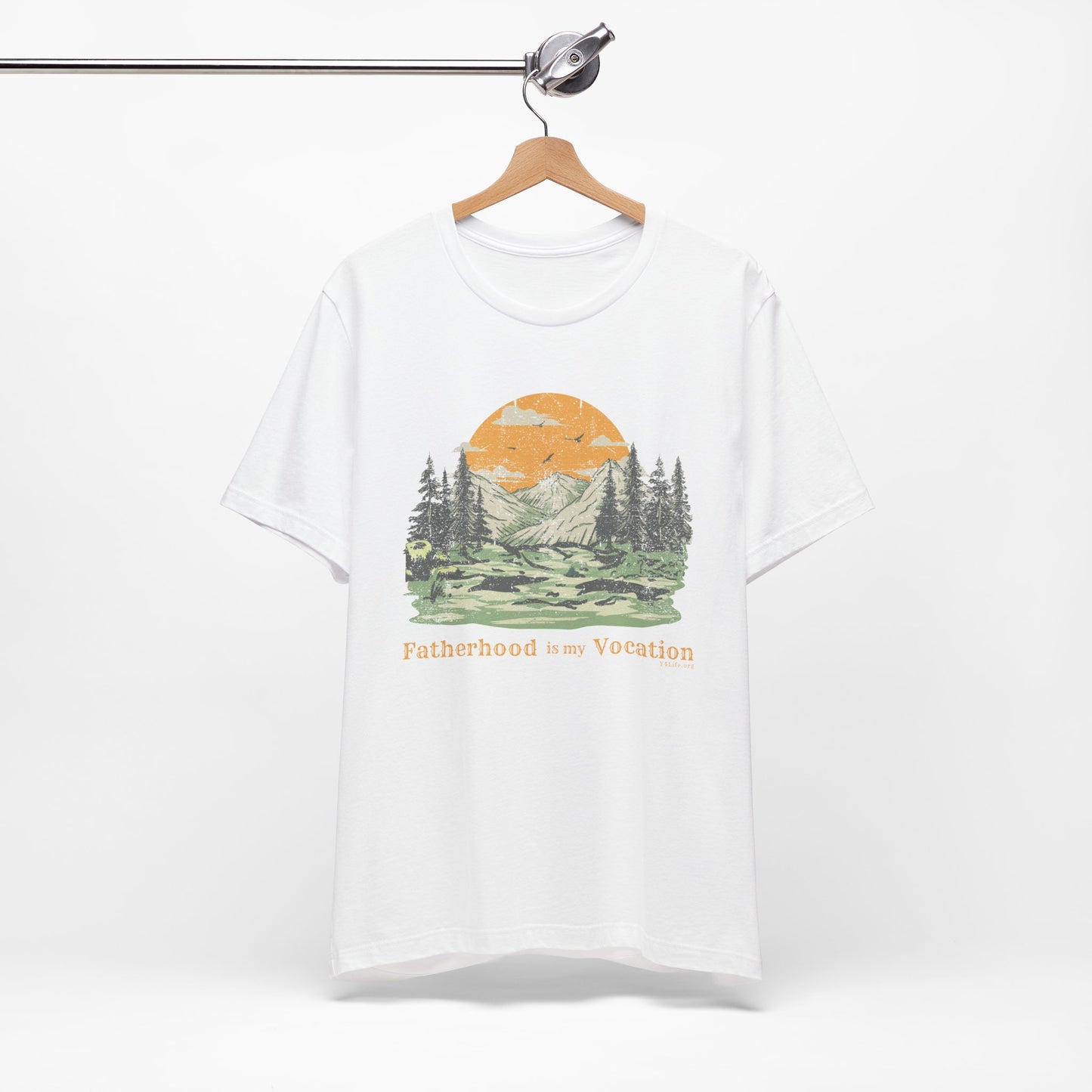 "Fatherhood is my Vocation" (mountains) Unisex Jersey Short Sleeve Tee