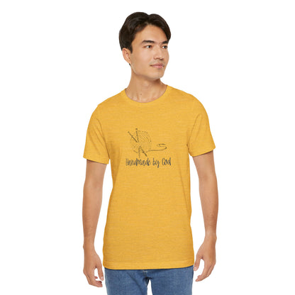 "Handmade by God" (yarn design) Unisex Jersey Short Sleeve Tee