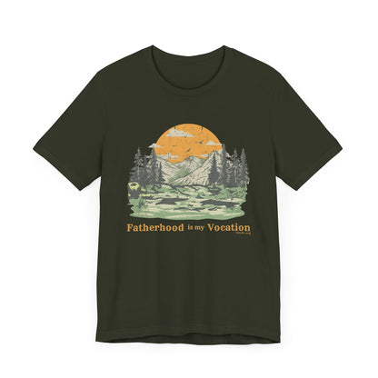 "Fatherhood is my Vocation" (mountains) Unisex Jersey Short Sleeve Tee