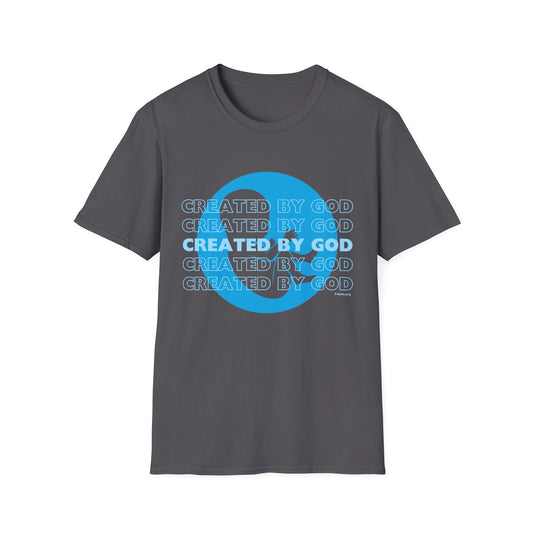 Created by God Blue Unisex Softstyle T-Shirt