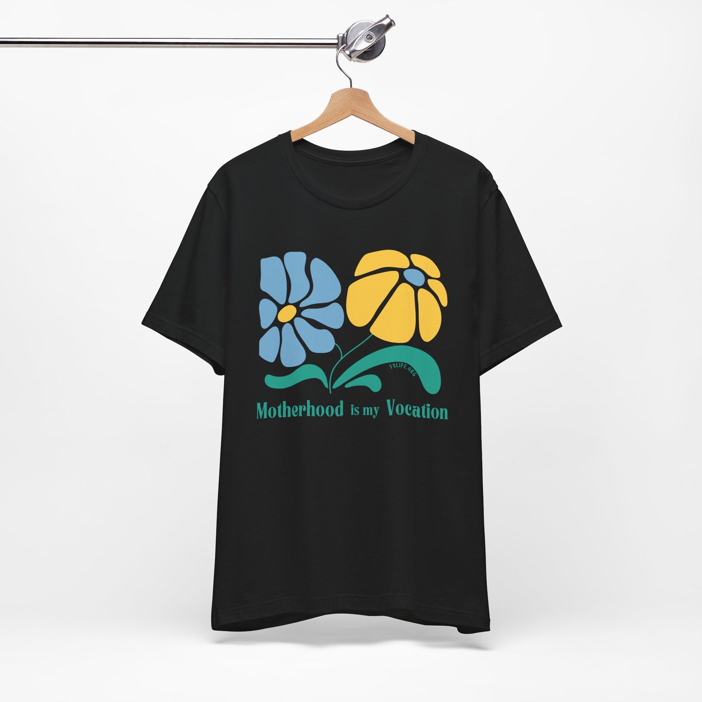 "Motherhood is my Vocation" (two flowers) Unisex Jersey Short Sleeve Tee