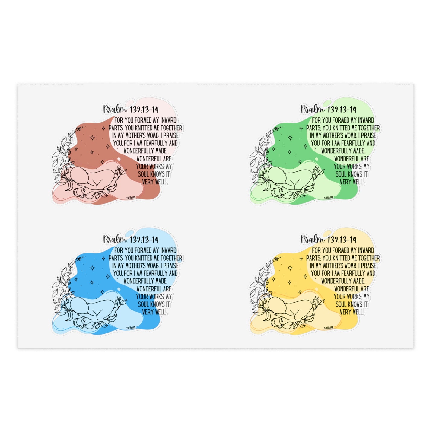 Psalm 139:13-14 Sticker Sheets