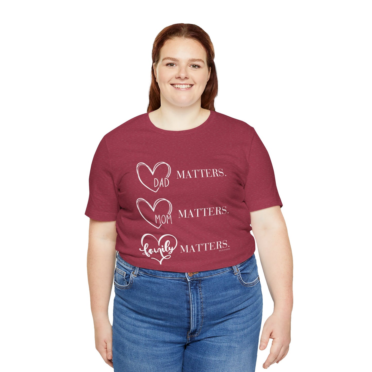 "Family Matters" (white print) Unisex Jersey Short Sleeve Tee