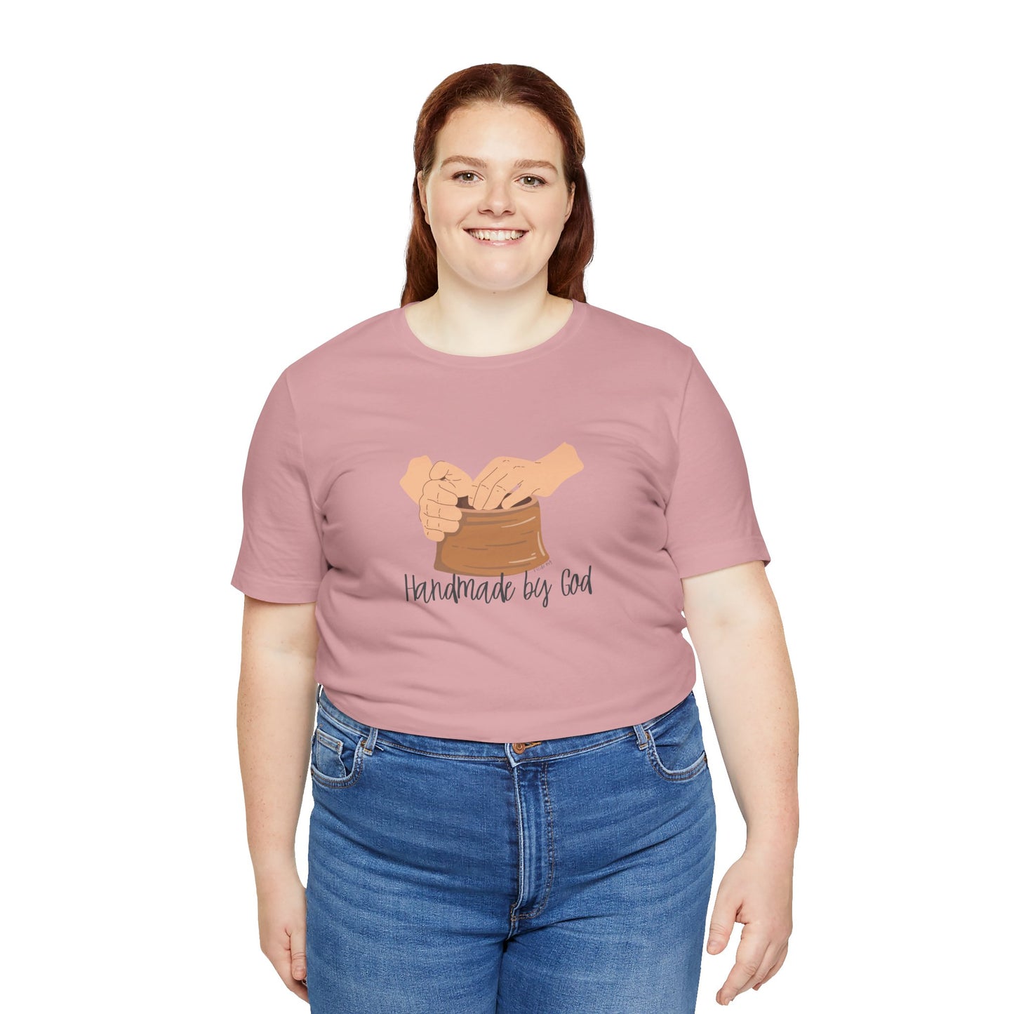 "Handmade by God" (pottery) Unisex Jersey Short Sleeve Tee