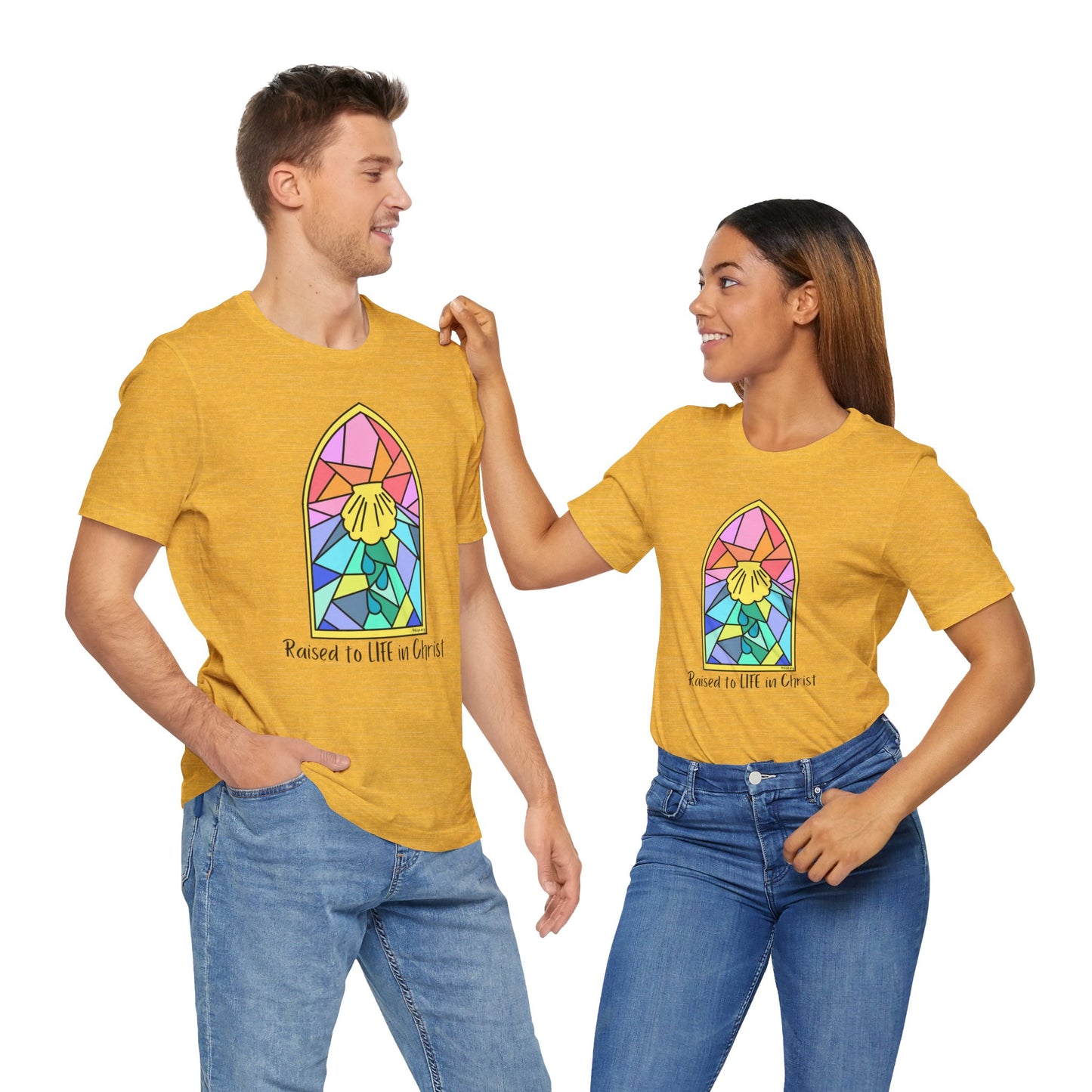 "Raised to Life in Christ" Unisex Jersey Short Sleeve Tee