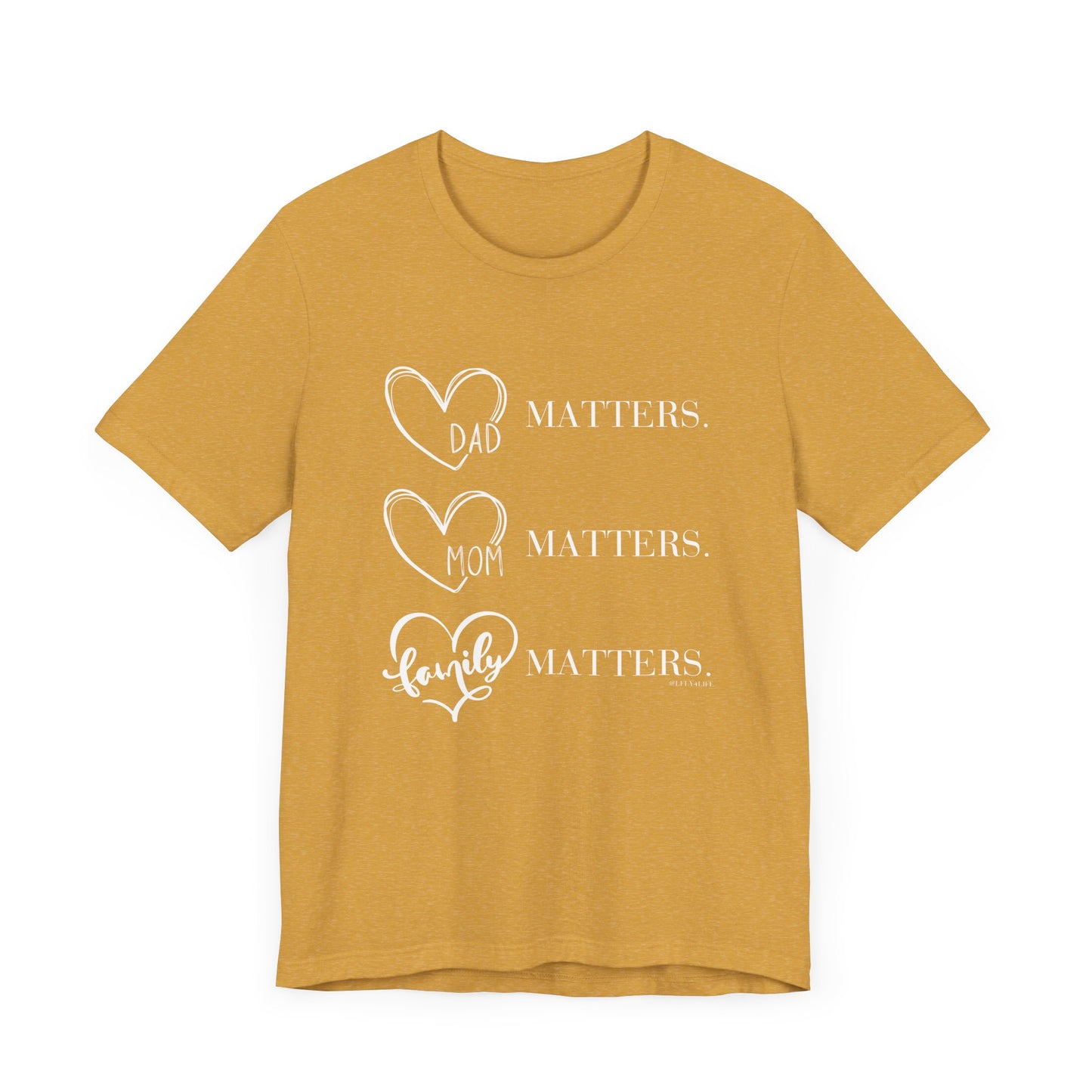 "Family Matters" (white print) Unisex Jersey Short Sleeve Tee