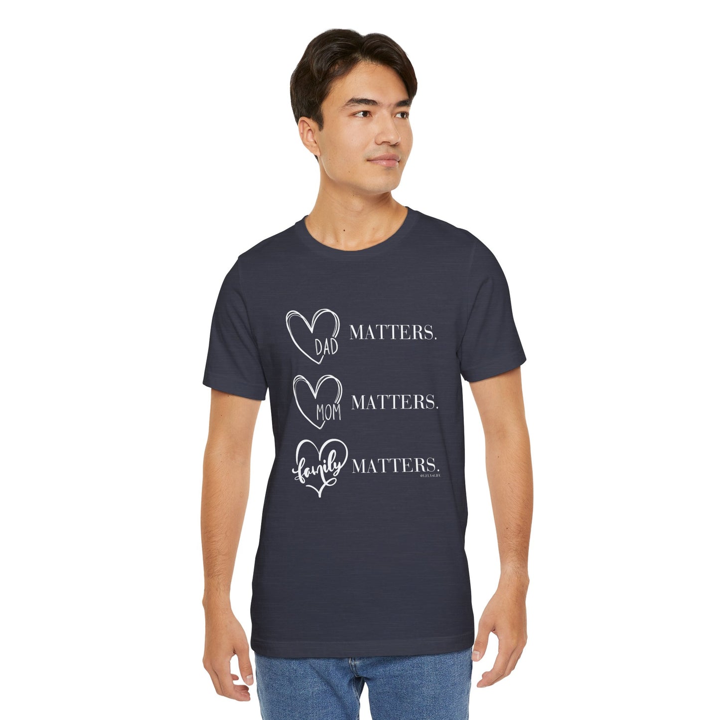 "Family Matters" (white print) Unisex Jersey Short Sleeve Tee