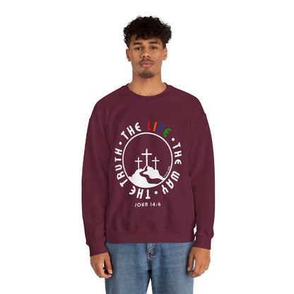 John 14:6 Multicolor Crewneck Sweatshirt