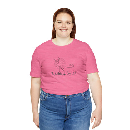 "Handmade by God" (yarn design) Unisex Jersey Short Sleeve Tee