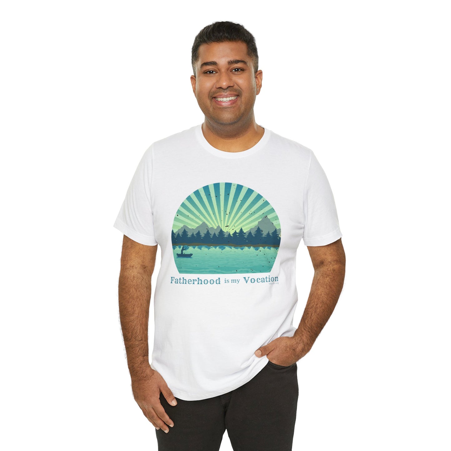 "Fatherhood is my Vocation" (lake) Unisex Jersey Short Sleeve Tee