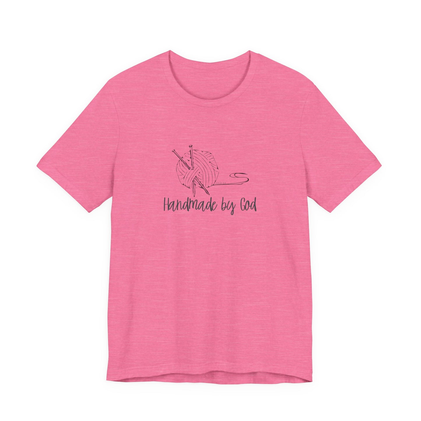 "Handmade by God" (yarn design) Unisex Jersey Short Sleeve Tee