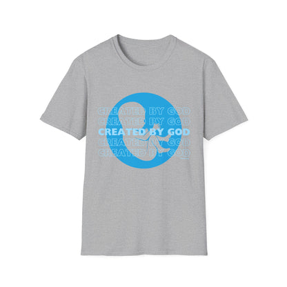 Created by God Blue Unisex Softstyle T-Shirt