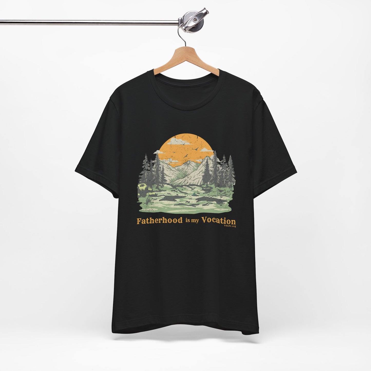 "Fatherhood is my Vocation" (mountains) Unisex Jersey Short Sleeve Tee