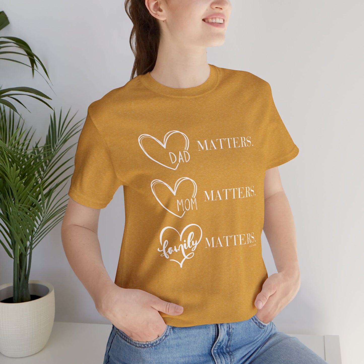 "Family Matters" (white print) Unisex Jersey Short Sleeve Tee