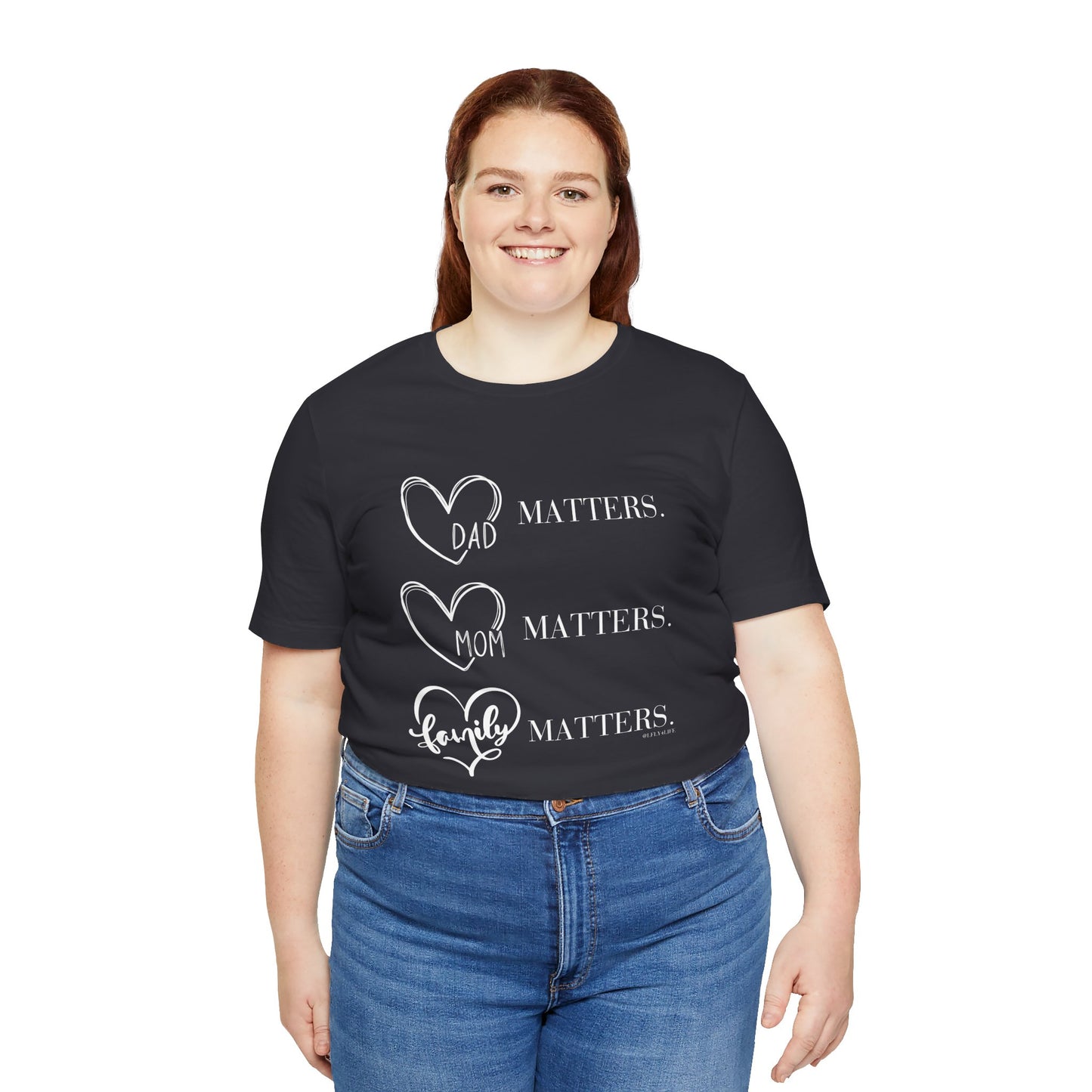 "Family Matters" (white print) Unisex Jersey Short Sleeve Tee