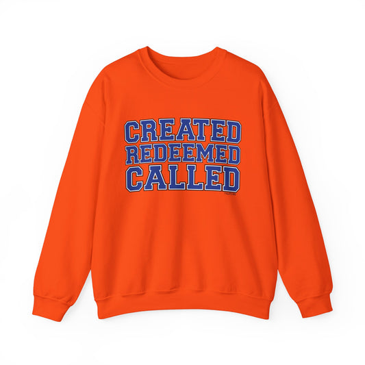 Varsity Created, Redeemed, Called (Blue) Crewneck Sweatshirt