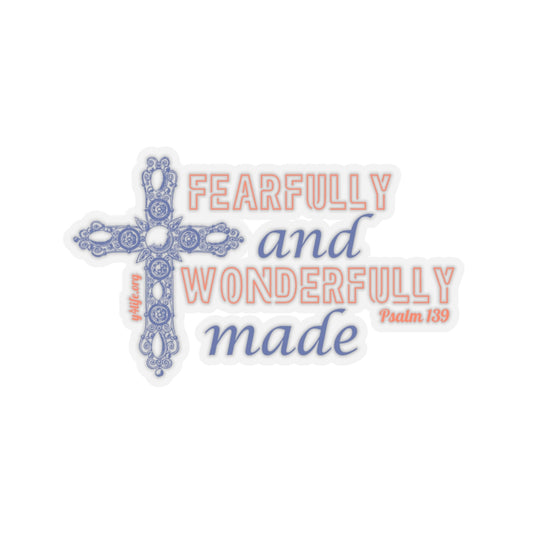 Psalm 139 Blue Cross Kiss-Cut Sticker