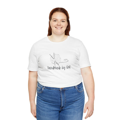 "Handmade by God" (yarn design) Unisex Jersey Short Sleeve Tee