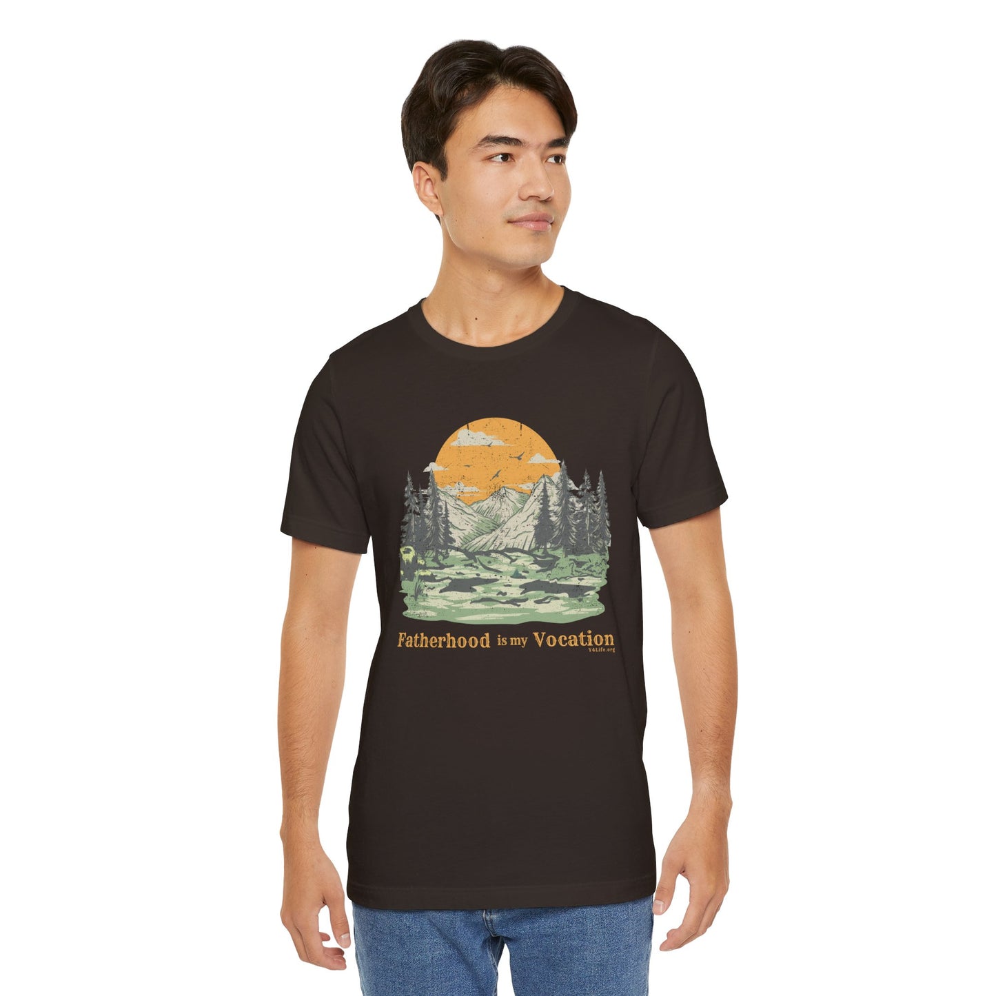 "Fatherhood is my Vocation" (mountains) Unisex Jersey Short Sleeve Tee
