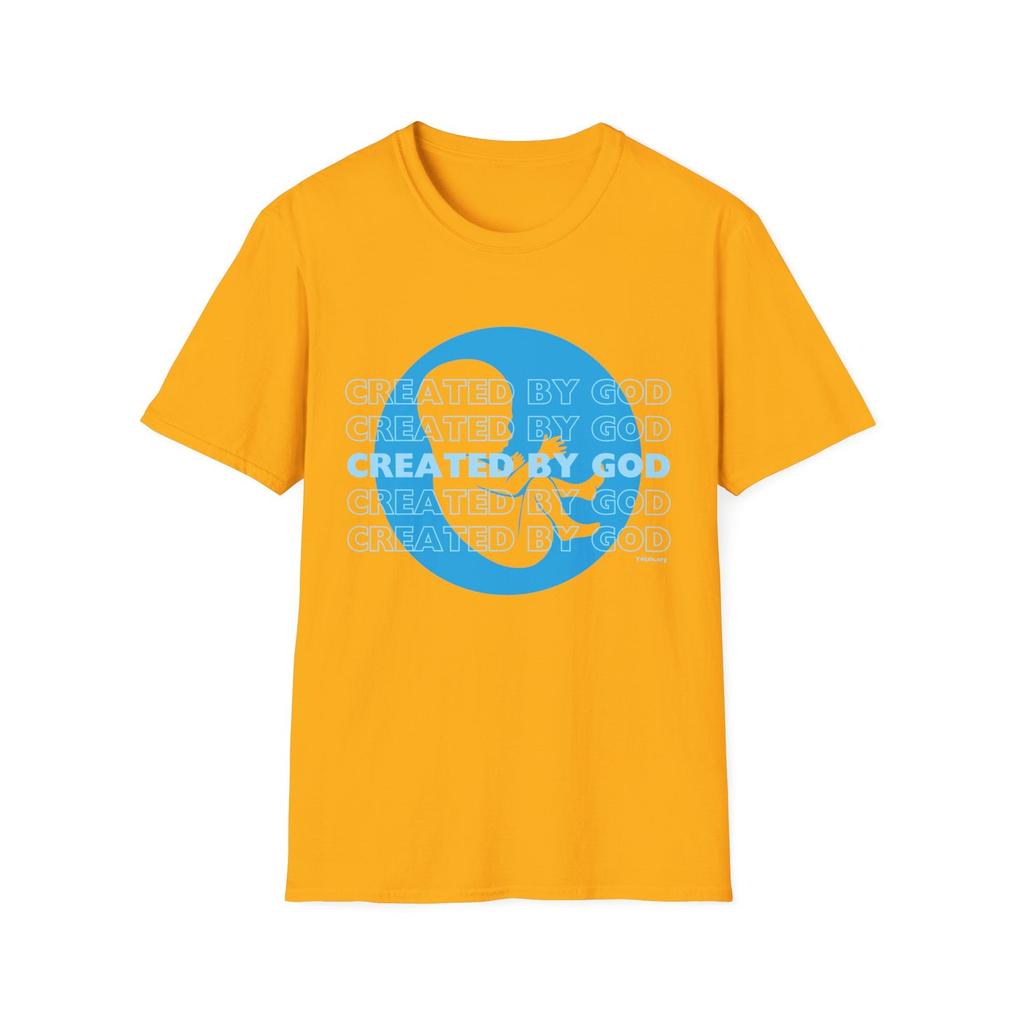 Created by God Blue Unisex Softstyle T-Shirt