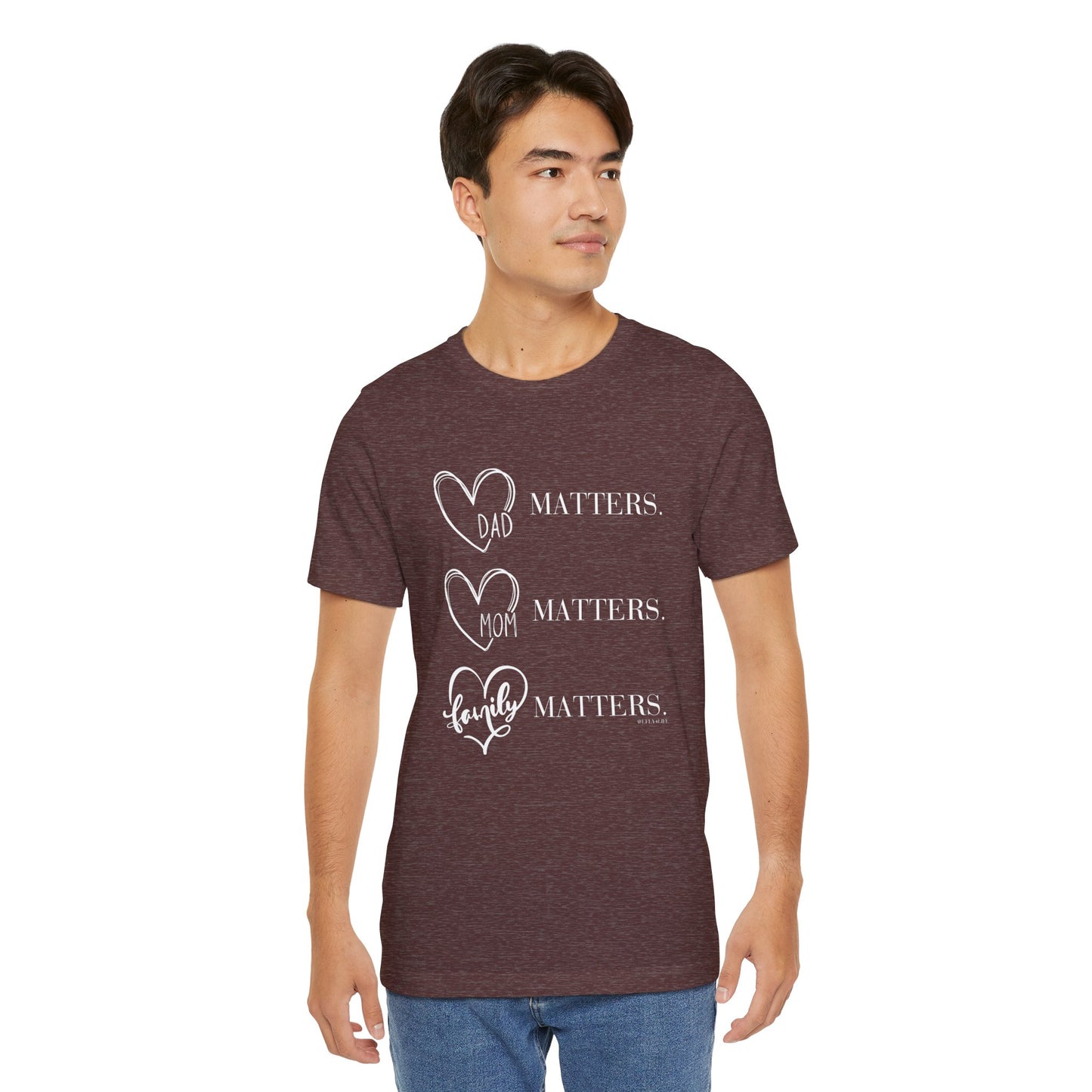 "Family Matters" (white print) Unisex Jersey Short Sleeve Tee