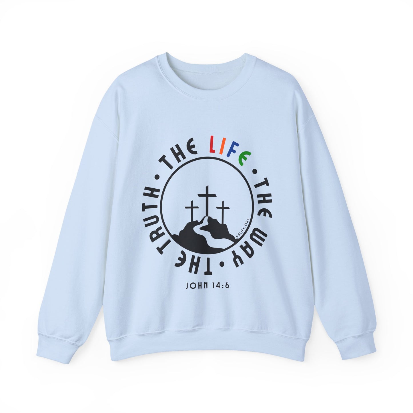 John 14:6 Multicolor Crewneck Sweatshirt