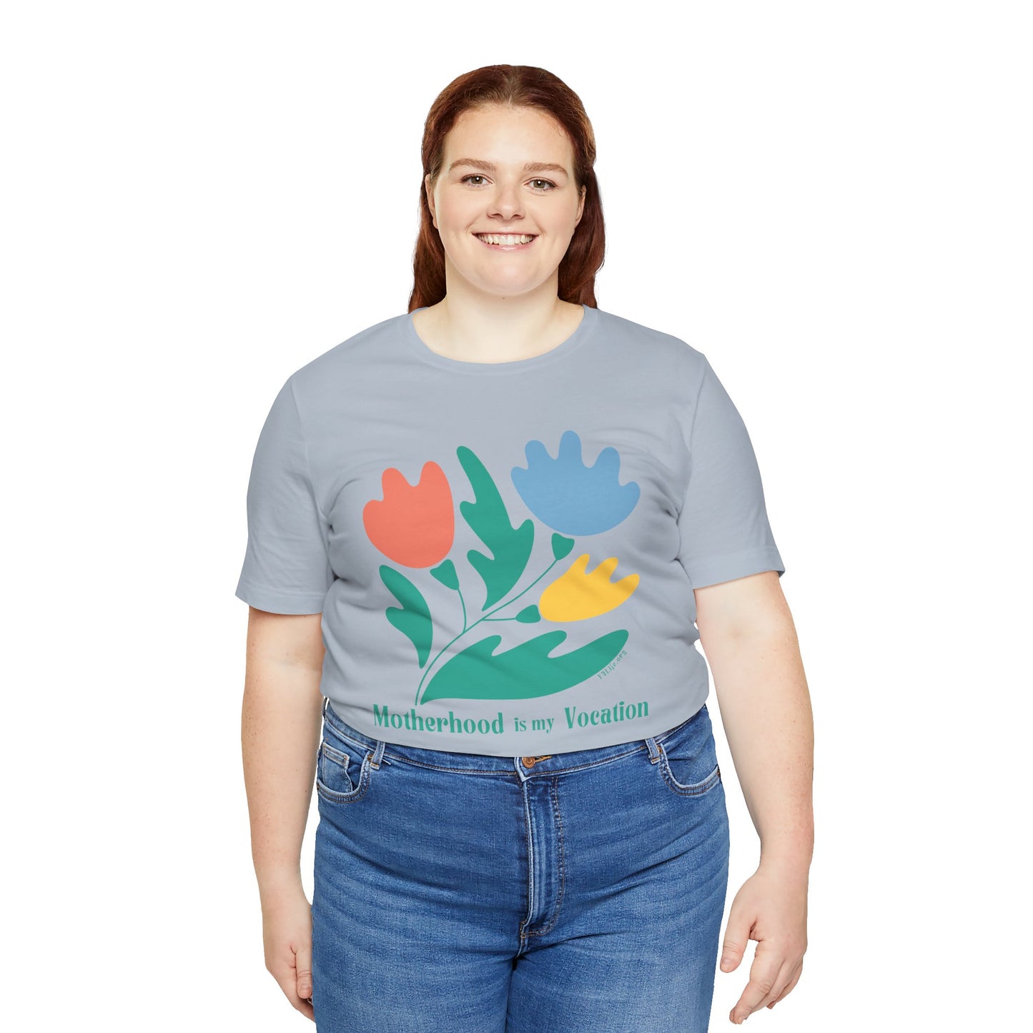 "Motherhood is my Vocation" (three flowers) Unisex Jersey Short Sleeve Tee