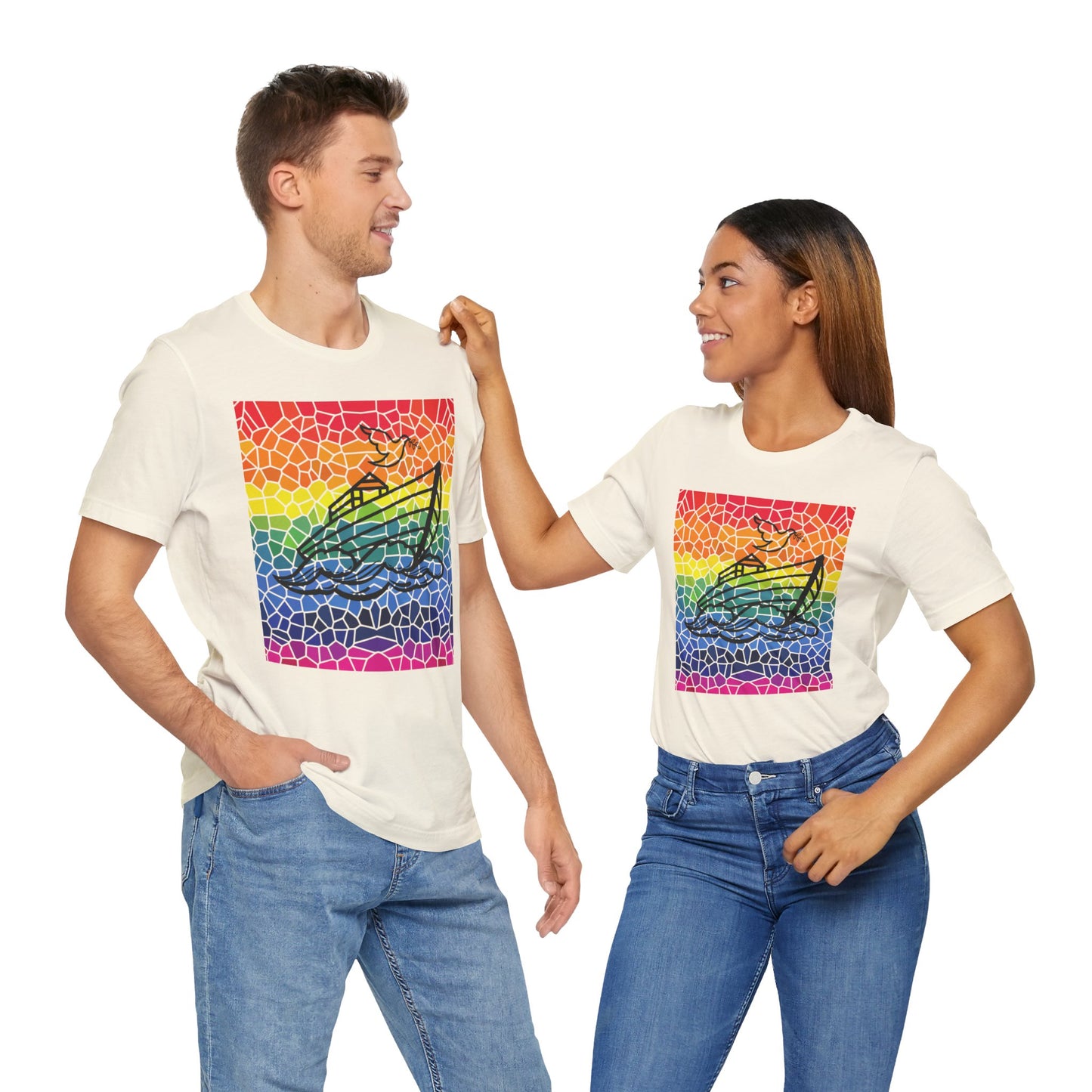 Noah's Ark Stained Glass Unisex Jersey Short Sleeve Tee