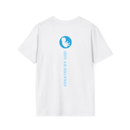 Created by God Blue Unisex Softstyle T-Shirt