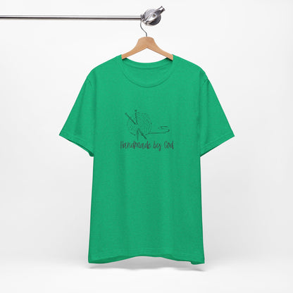 "Handmade by God" (yarn design) Unisex Jersey Short Sleeve Tee