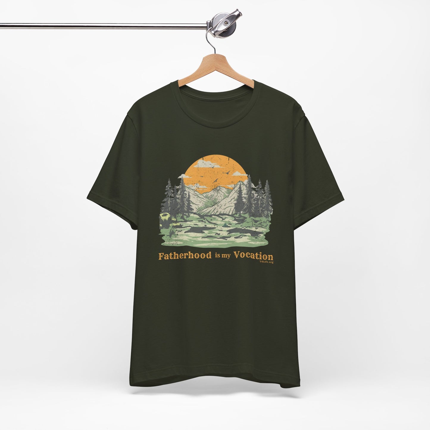 "Fatherhood is my Vocation" (mountains) Unisex Jersey Short Sleeve Tee