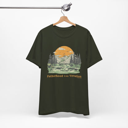 "Fatherhood is my Vocation" (mountains) Unisex Jersey Short Sleeve Tee