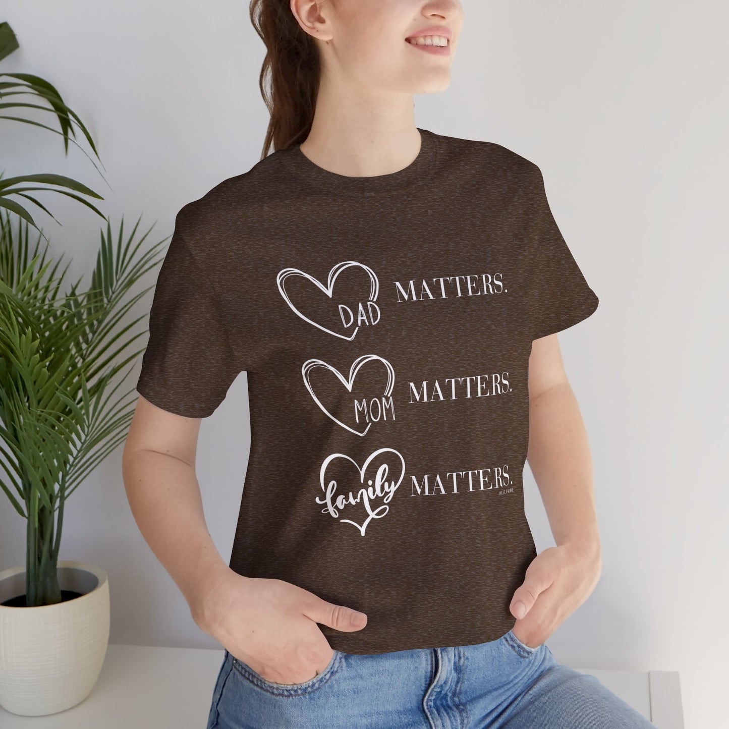 "Family Matters" (white print) Unisex Jersey Short Sleeve Tee