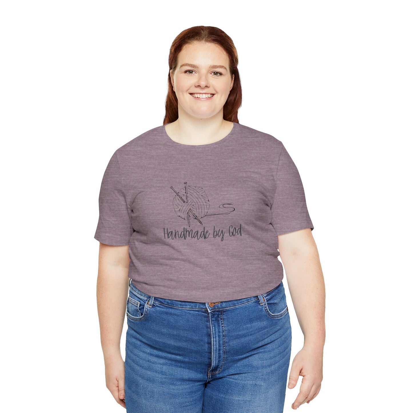 "Handmade by God" (yarn design) Unisex Jersey Short Sleeve Tee
