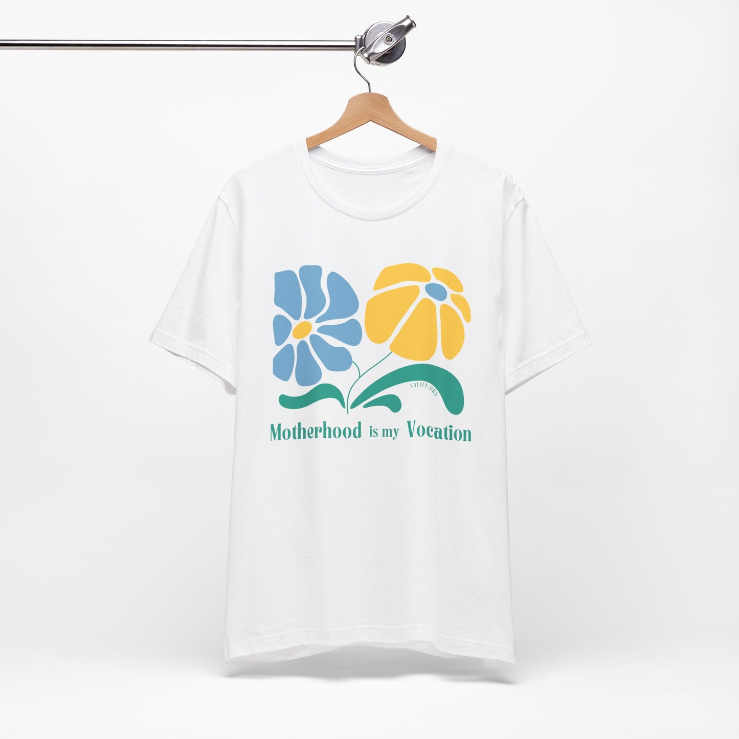 "Motherhood is my Vocation" (two flowers) Unisex Jersey Short Sleeve Tee