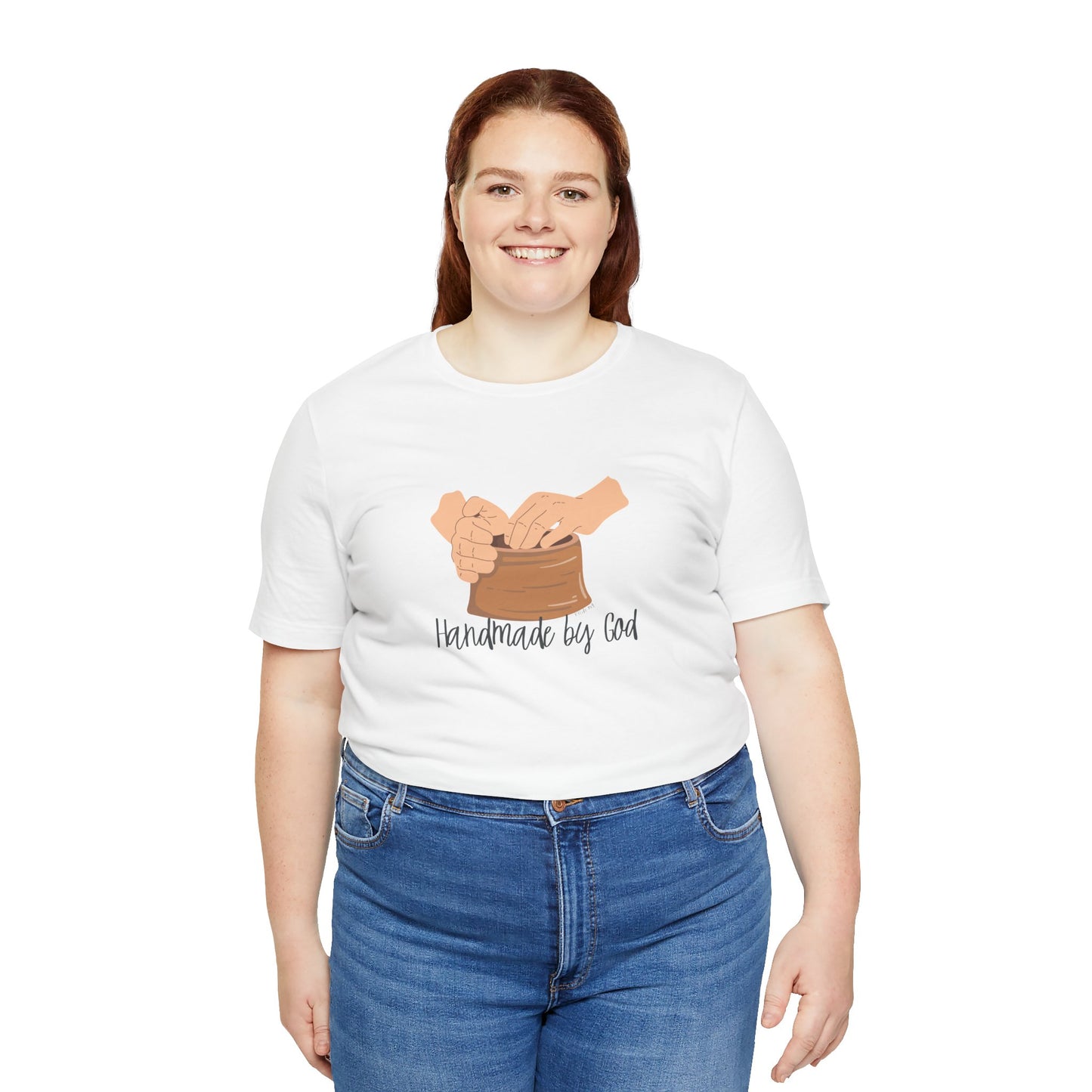 "Handmade by God" (pottery) Unisex Jersey Short Sleeve Tee