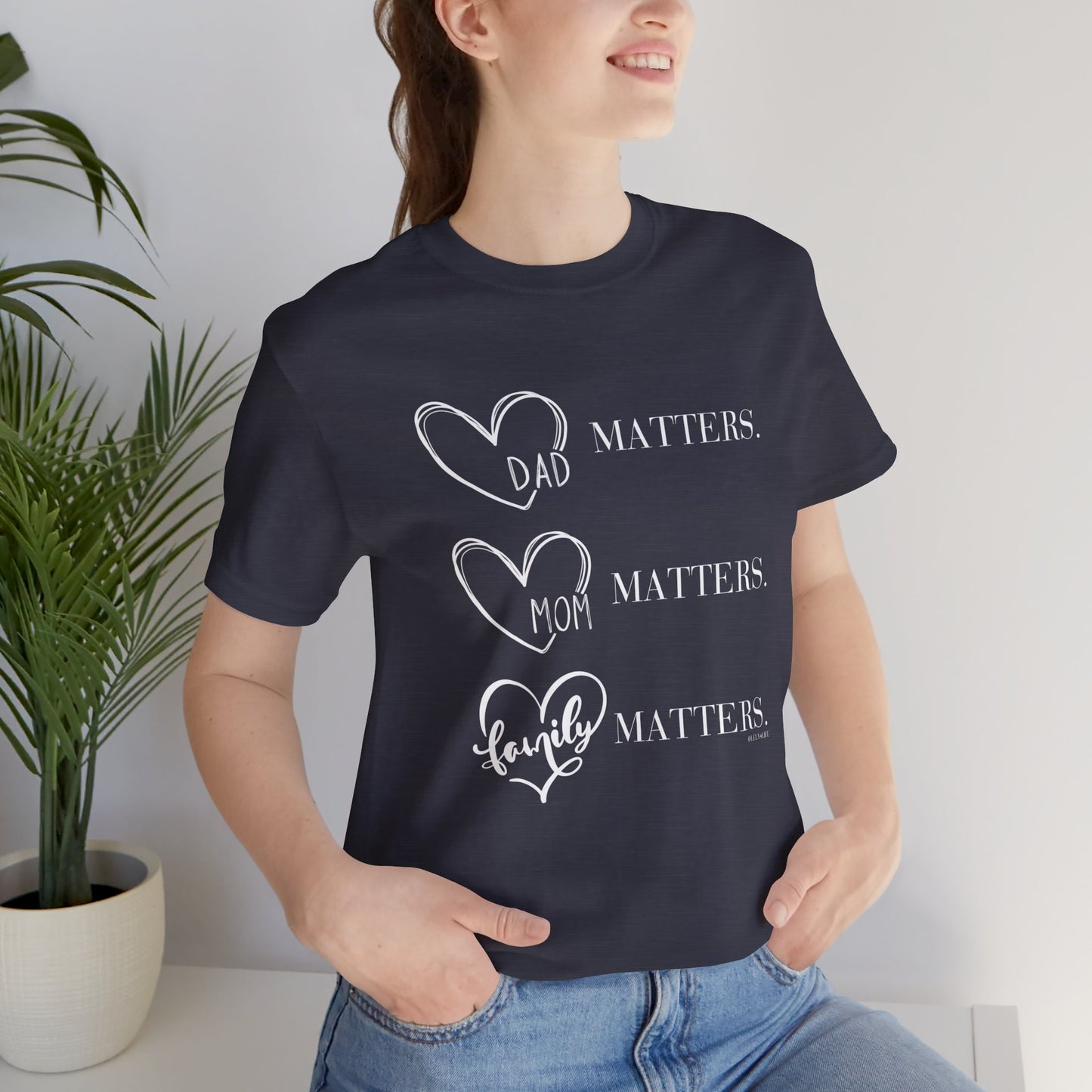 "Family Matters" (white print) Unisex Jersey Short Sleeve Tee