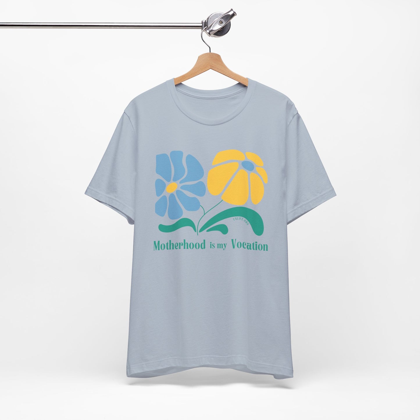 "Motherhood is my Vocation" (two flowers) Unisex Jersey Short Sleeve Tee