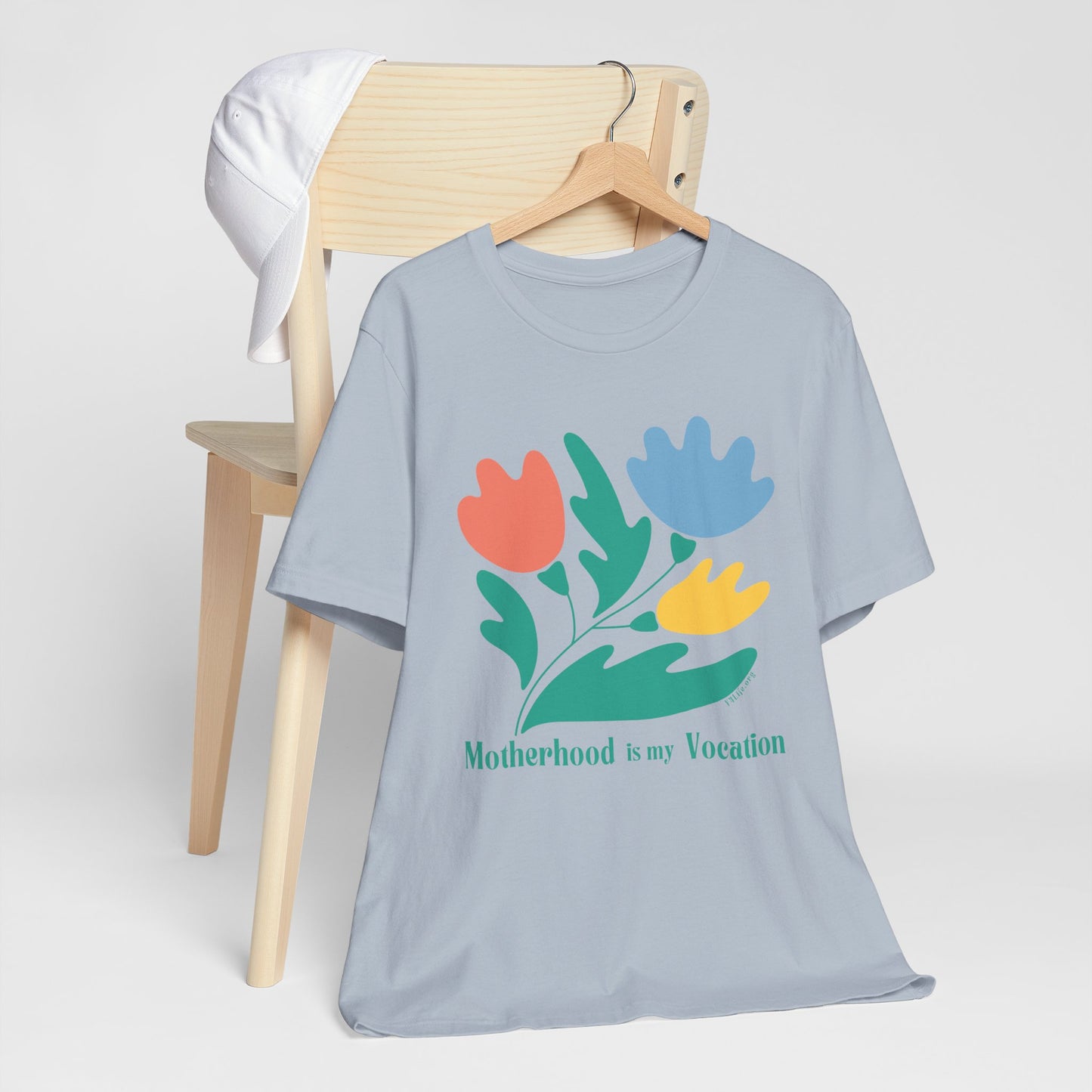 "Motherhood is my Vocation" (three flowers) Unisex Jersey Short Sleeve Tee