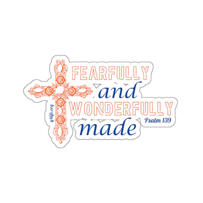 Psalm 139 Orange Cross Kiss-Cut Sticker