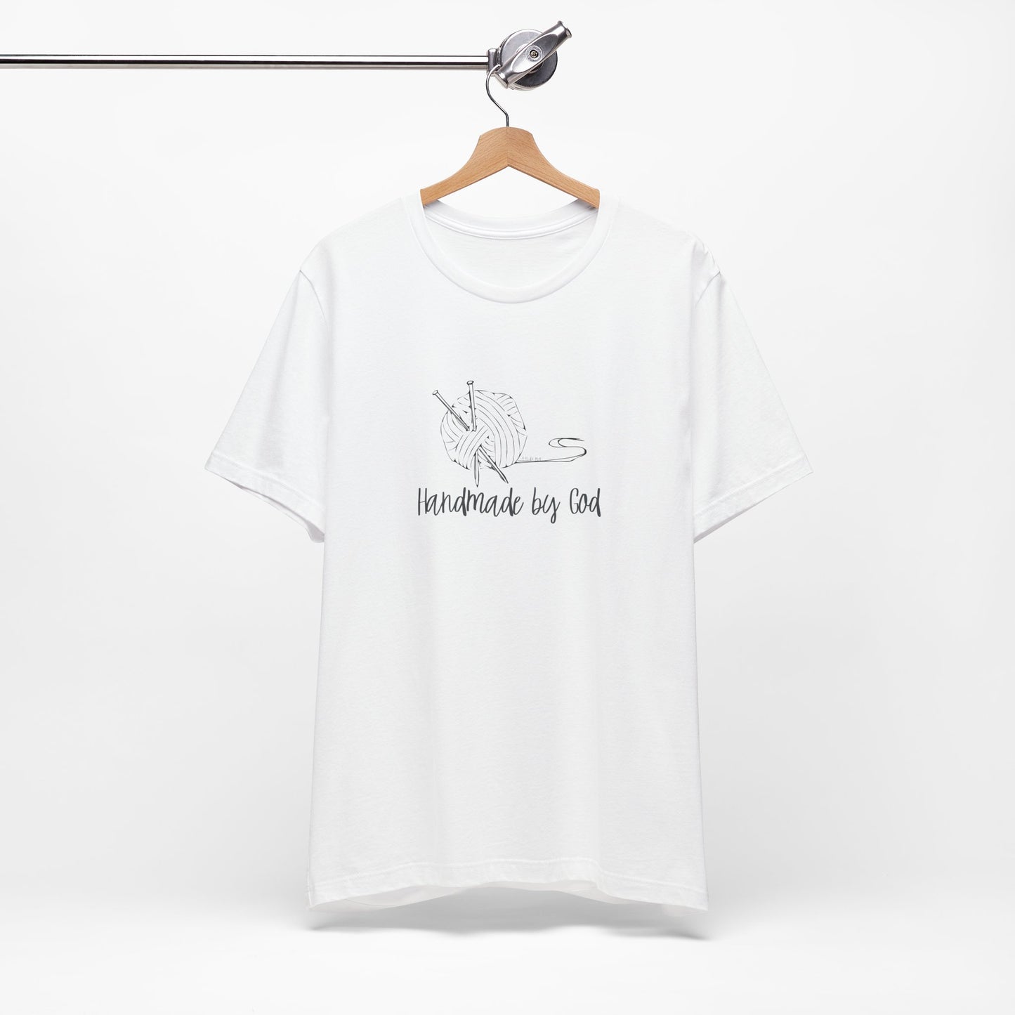 "Handmade by God" (yarn design) Unisex Jersey Short Sleeve Tee