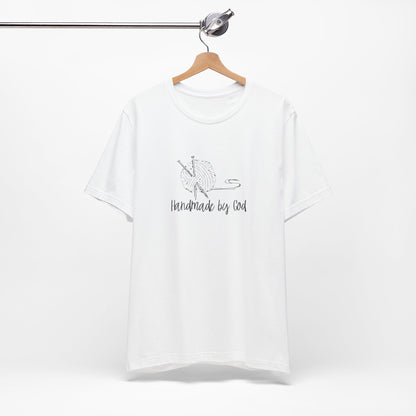 "Handmade by God" (yarn design) Unisex Jersey Short Sleeve Tee
