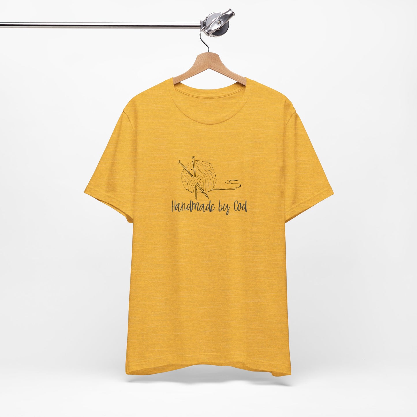 "Handmade by God" (yarn design) Unisex Jersey Short Sleeve Tee