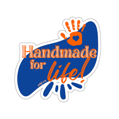 Handmade for Life Blue Kiss-Cut Sticker