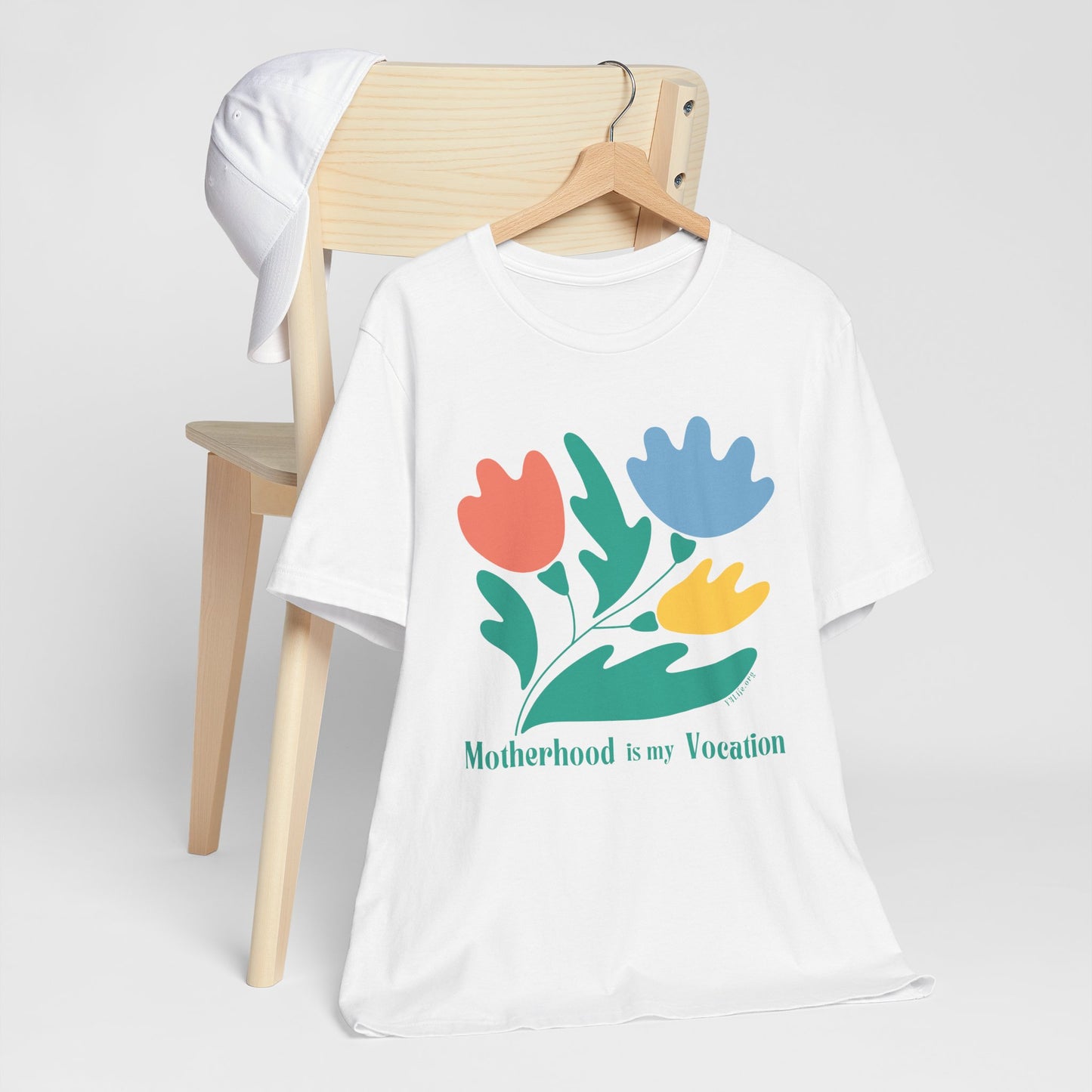 "Motherhood is my Vocation" (three flowers) Unisex Jersey Short Sleeve Tee