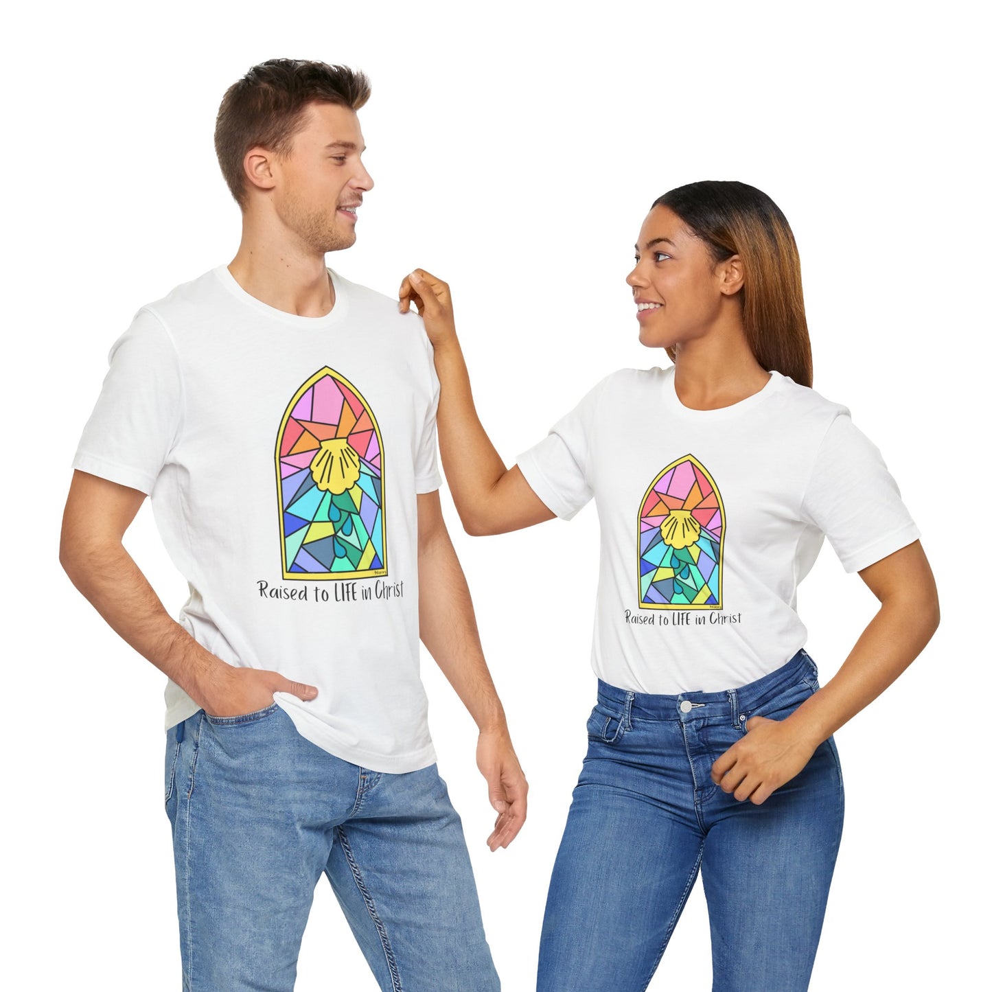 "Raised to Life in Christ" Unisex Jersey Short Sleeve Tee