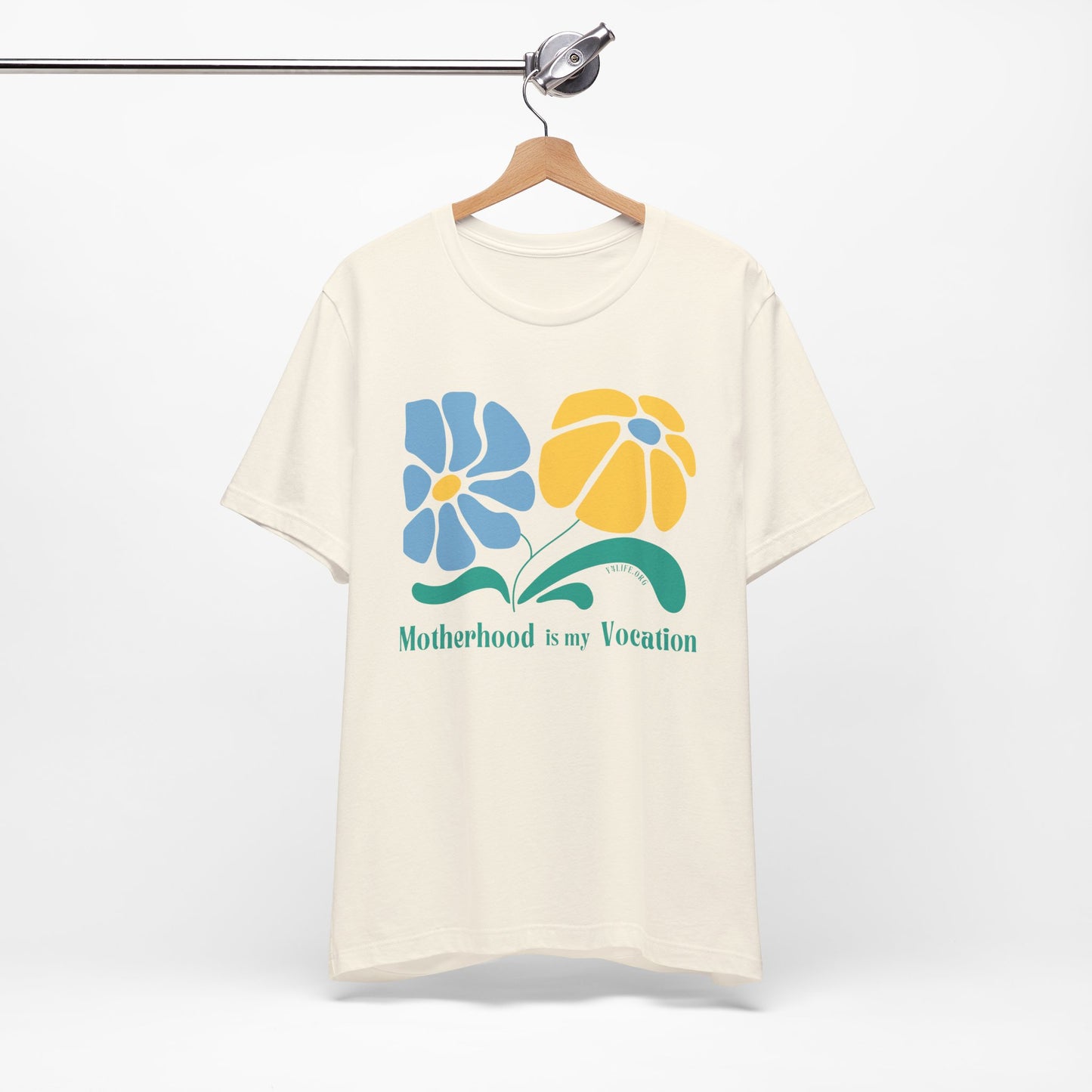 "Motherhood is my Vocation" (two flowers) Unisex Jersey Short Sleeve Tee