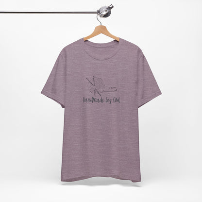 "Handmade by God" (yarn design) Unisex Jersey Short Sleeve Tee