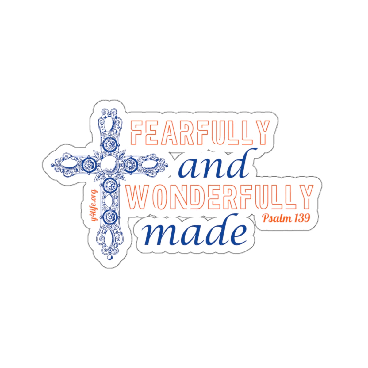 Psalm 139 Blue Cross Kiss-Cut Sticker