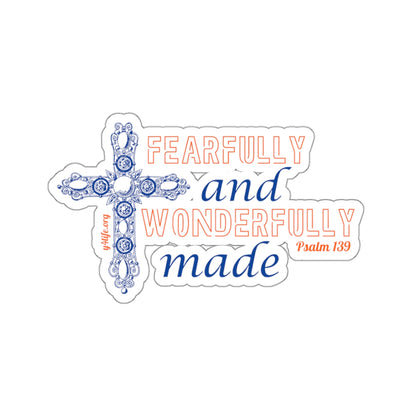 Psalm 139 Blue Cross Kiss-Cut Sticker